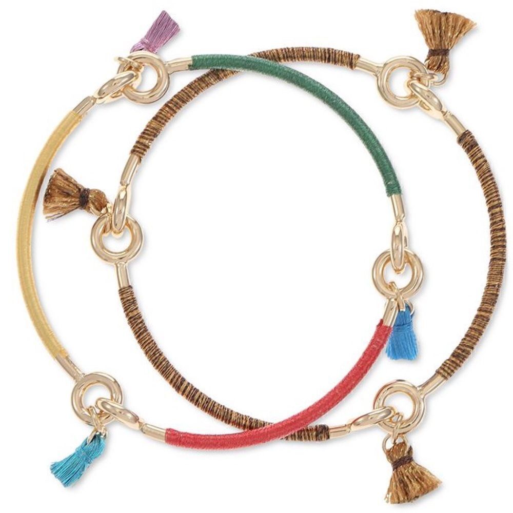 INC International Concepts Gold-Tone 2 Piece Threadedâ&âTasselâBangleâBracelets